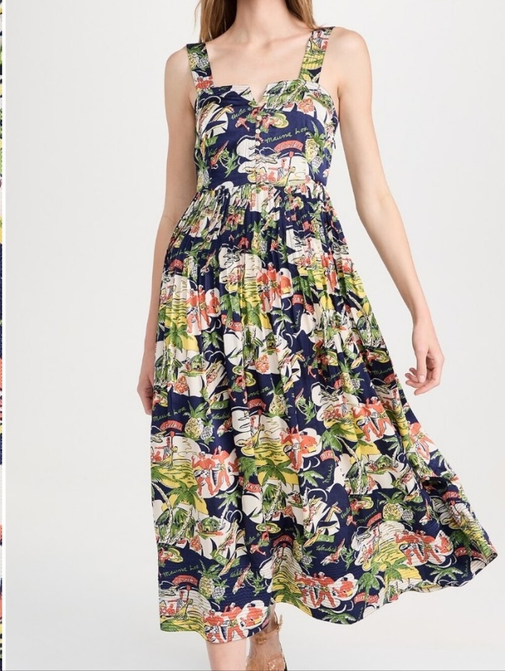 THE GREAT. “The Day Break” Midi Dress Surfjack Print Resortwear Size 2 US M
